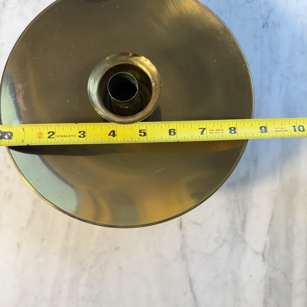 Vtg 80s Solid Brass Large Chamberstick Candle Holder Swirl Handle Maitland-Smith